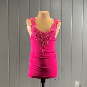 * 🌸 YPP Junior’s Hot Pink Lace Stretchy Tank Top